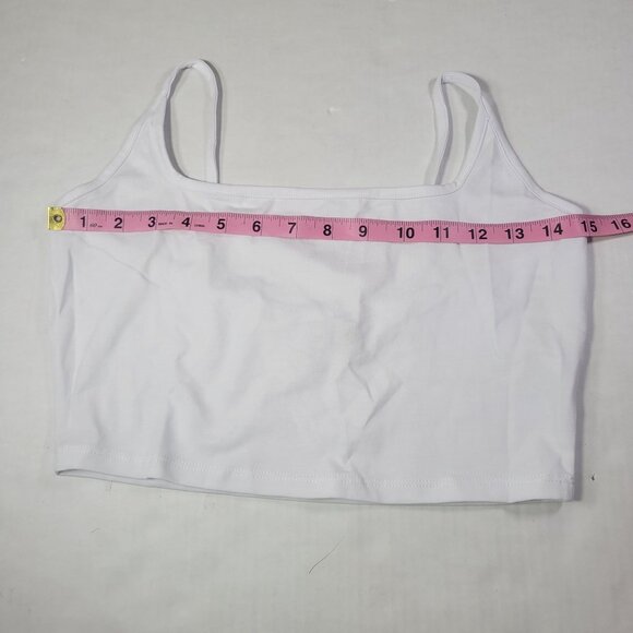 ASOS White Cotton Blend Casual Spaghetti Strap Crop Top Size 8 - Picture 5 of 6